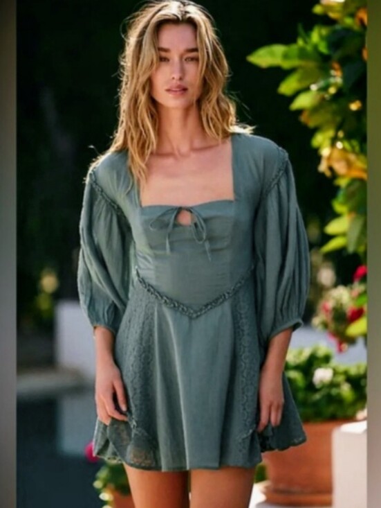 Free People Dresses & Skirts - Free-est Free People Juniper Mini Dress Sagebrush Green Medium